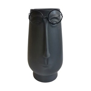 6” Long Face With Glasses (Black) - Sagebrook Home