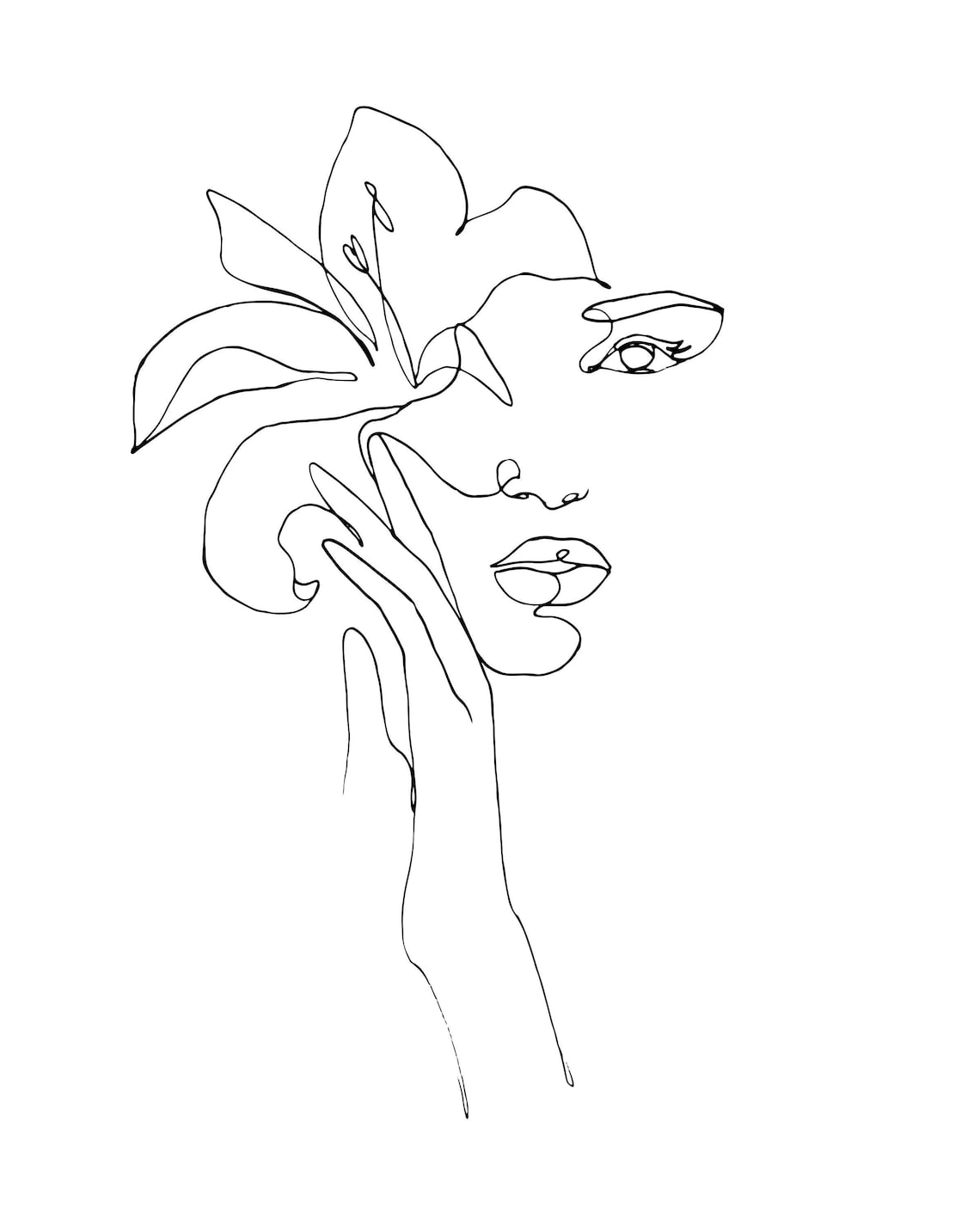 Abstract Feminine Flower Line Art Design Digital File SVG | Etsy