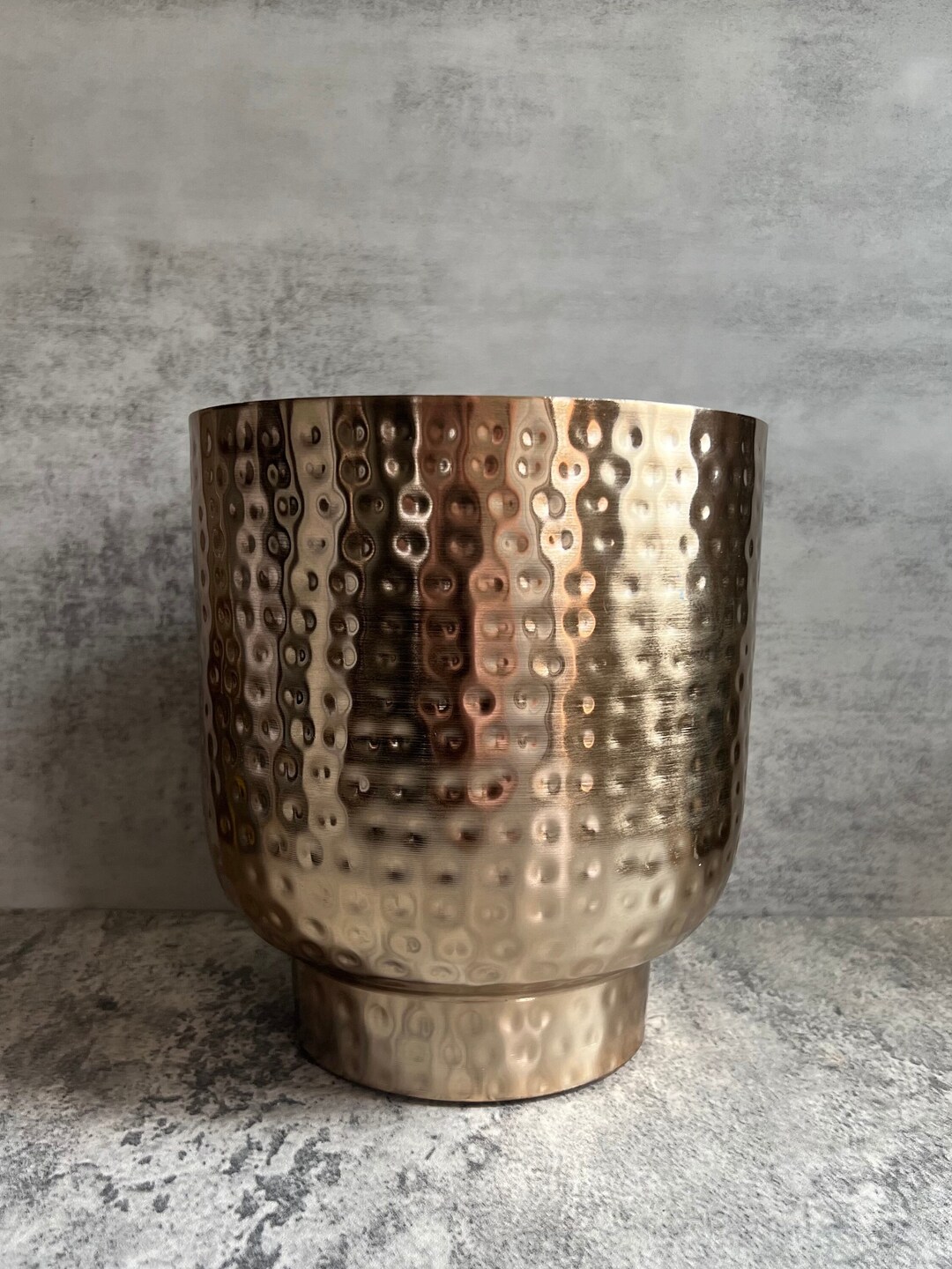 Gold Hammered Metal Planter Etsy