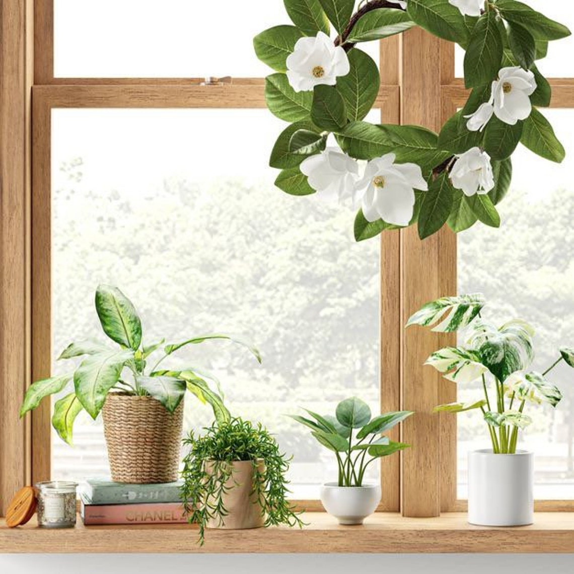 Artificial Silver Pothos in Ceramic Planter Etsy