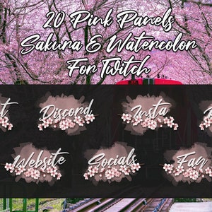 20 Sakura | panels Cherry blossom and Watercolor for Twitch | Watercolor panels and cherry blossoms |