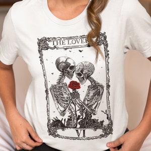 Camiseta vintage para amantes de las cartas del tarot, regalo de camiseta gótica con esqueleto para amantes góticos, camiseta unisex de manga corta, regalo bella canvas 3001