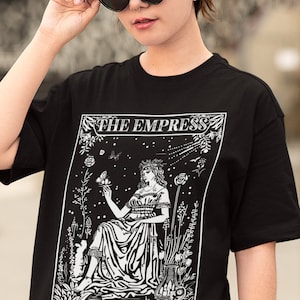 Carta del tarot vintage La camiseta de la Emperatriz, camisa de regalo gitana regalo de camiseta gótica, camiseta de manga corta de Jersey unisex, regalo bella lienzo 3001