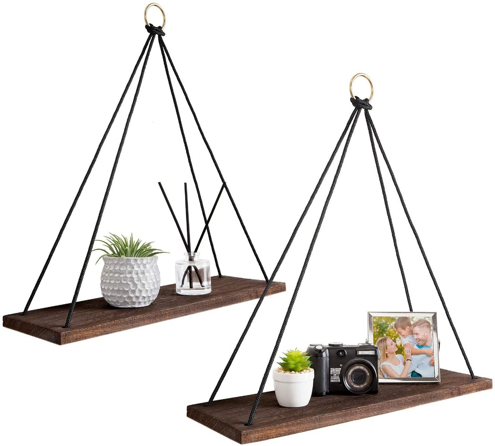 Boho Wall Hanging Shelf Set of 2 Wood Shelves for Hanging Etsy