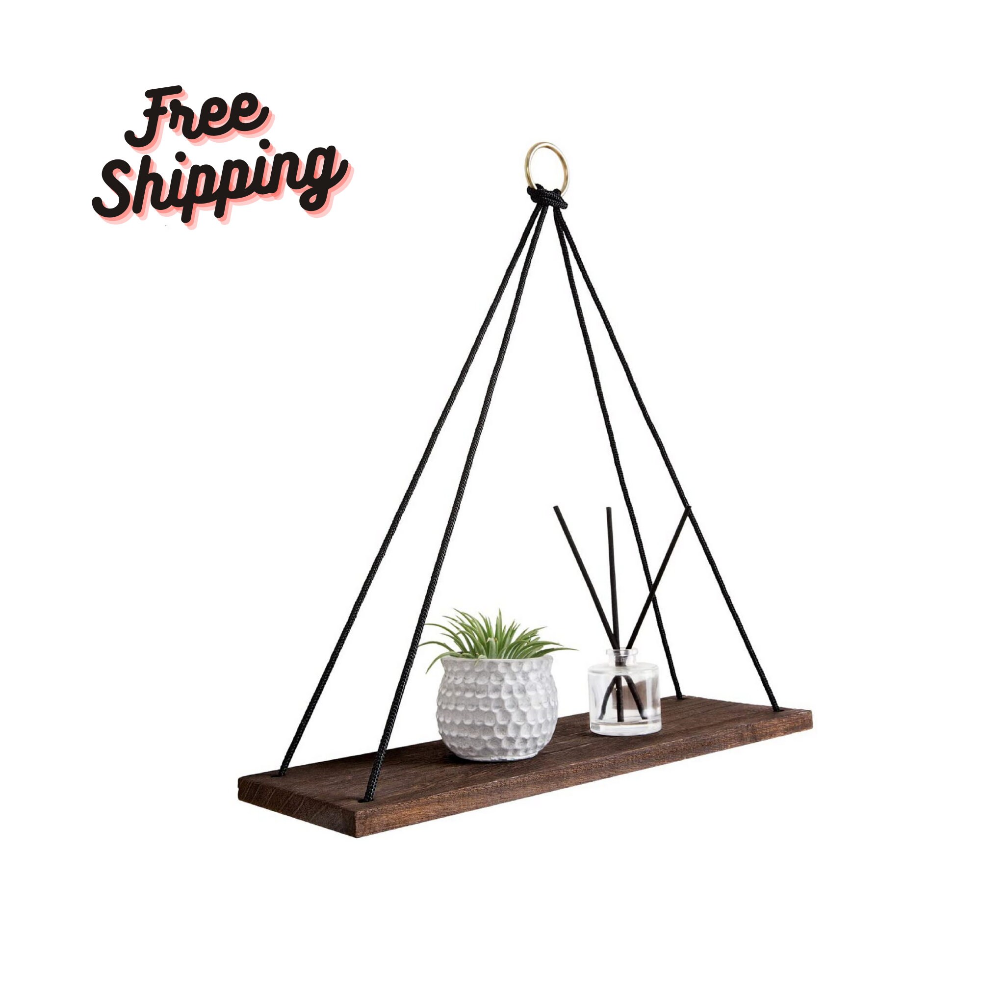 Boho Wall Hanging Shelf Set of 2 Wood Shelves for Hanging Etsy