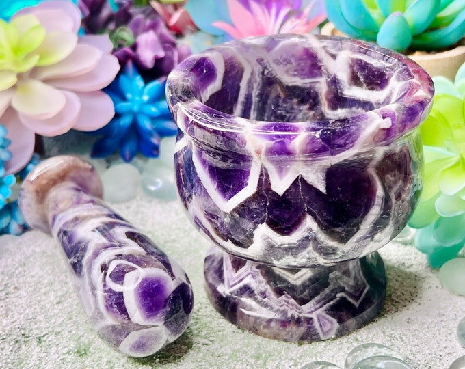 Dream Amethyst Mortar and Pestle, Crystal Herb Grinding Bowl Etsy
