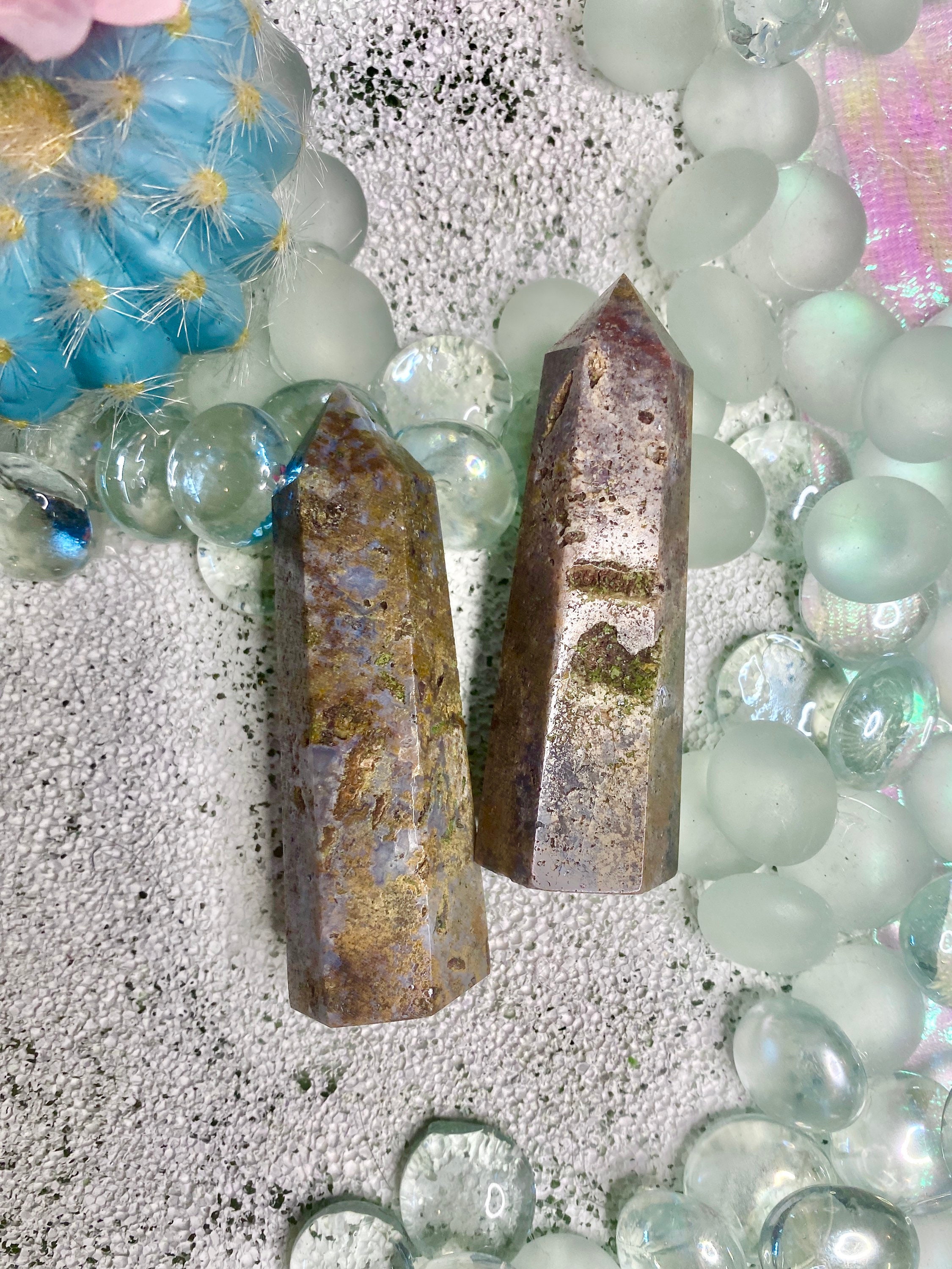 Blue Moss Agate You Pick Tower Blue and Brown Crystal Tower | Etsy