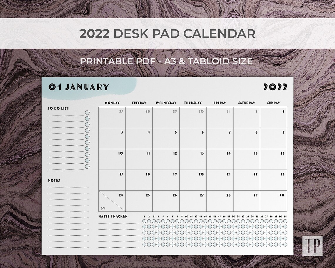 National Holiday Annual Calendar Desk Pad Calendar 2022 Calendar 