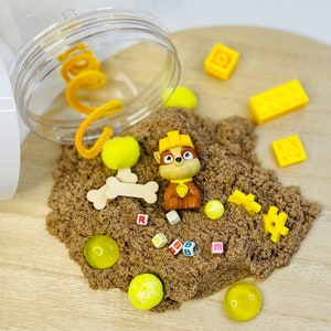 Paw Patrol Theme Rubble Sensory Jar, Sensory Kit, Kids Party Favor, Kids Gift, Play Kit, Pretend Play, Sensory Toy-Made by an OT