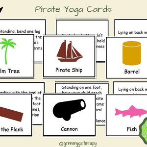Cartes de yoga pirates, cartes de yoga pour enfants, cartes de mouvement, cartes de motricité globale, activité préscolaire, maternelle, pause cérébrale-faite par un OT