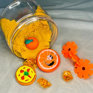 Sensory Kit, Food Play, Orange Sensory Jar, Kids Gift, Toddler Gift, Play Kit, Pretend Play, Sensory Toy, Kinetic Sand-Designed by an OT