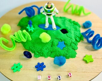 Buzz Lightyear Sensory Jar, Buzz Sensory Kit, Toy Story Party Favors, Kids Party Favor, Kinetic Sand Kit, Sensory Party Favors - OT