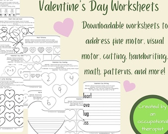 Valentine’s Day Worksheets, Valentines Preschool Activities, Kindergarten, Valentines Printable, Preschool Worksheets, Worksheets for Kids