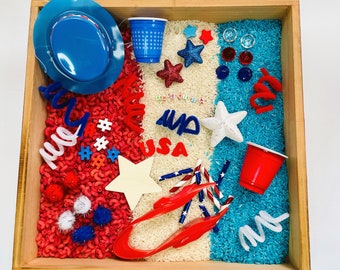July 4th Sensory Bin, 4th of July Activity, Sensory Play, Sensory Kit, Pretend Play, Independence Day, Activity Kit, Play Kit-Made by an OT