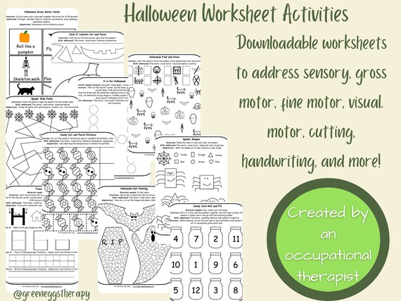 Halloween Activity Bundle, Halloween Worksheet, Halloween Activity Packet, Preschool Activity,Kindergarten Activity,Homeschool-Made by an OT