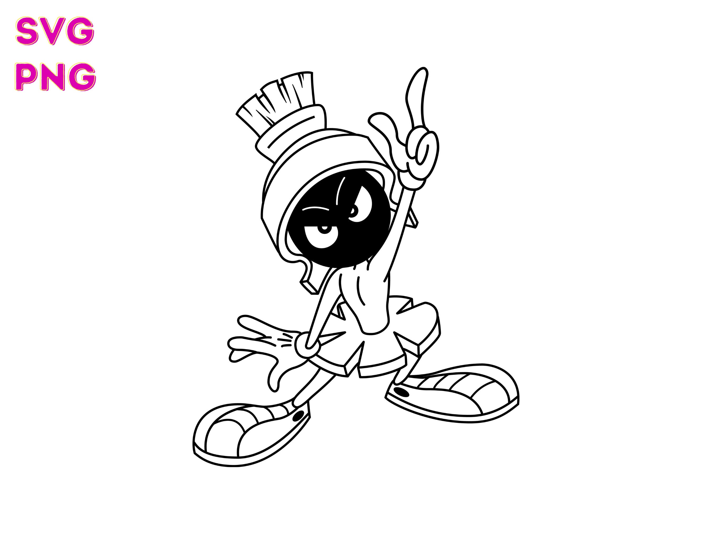 Marvin the Martian Black and White Looney Tunes SVG Digital | Etsy