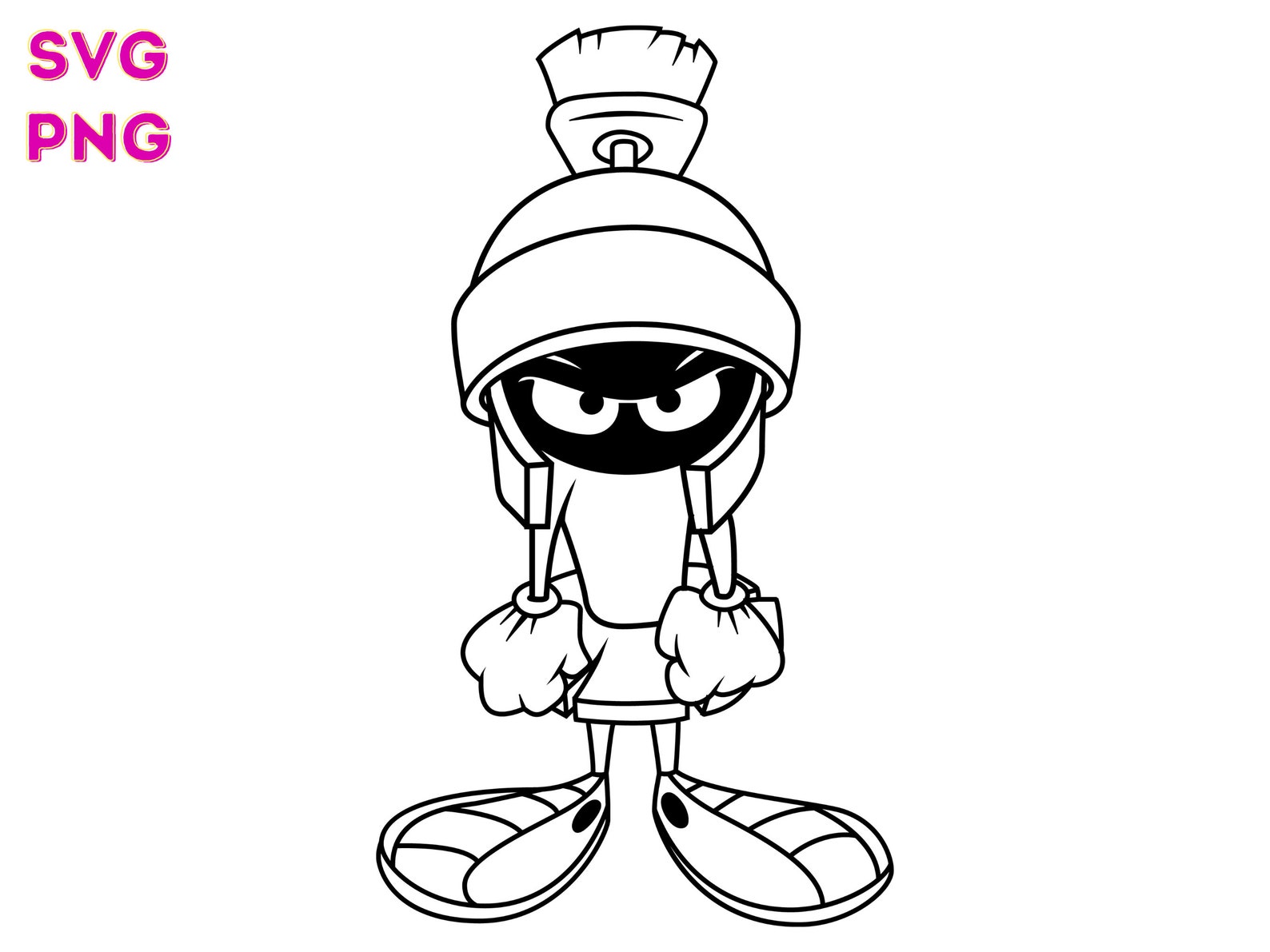Marvin the Martian Black and White Looney Tunes SVG Digital | Etsy
