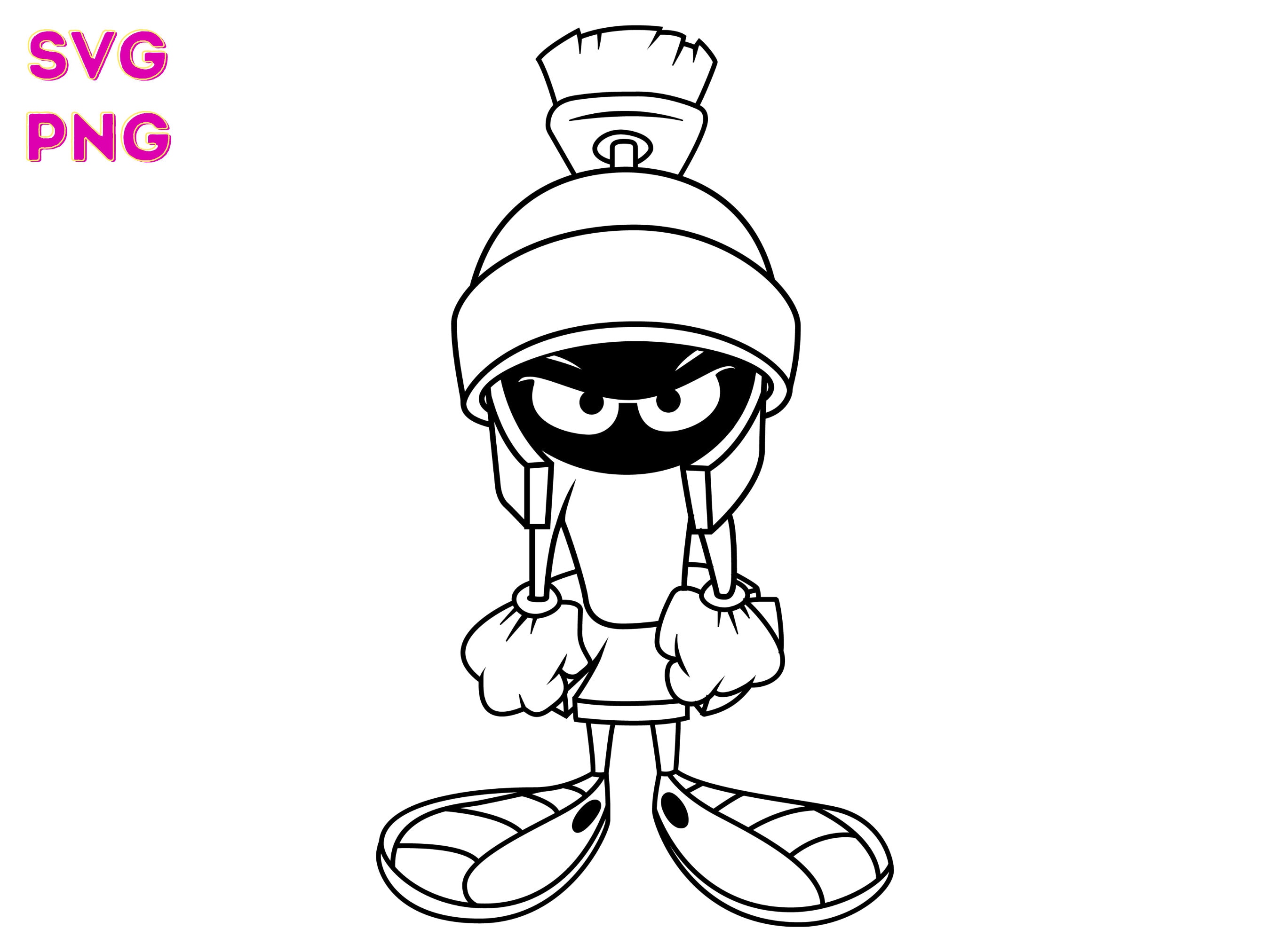 Marvin the Martian Black and White Looney Tunes SVG Digital | Etsy
