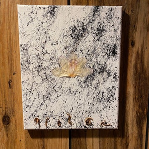 Deconstructed Beauty 8x10 Homemade Acrylic Tea Painting Gold Buds
