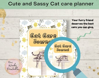 Cat Care Journal, Cat care planner, Cat care printable, cat care, Pet Care, Printable Cat Journal, Pet Planner Printable, Cat Medical Record