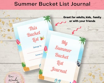 Summer Bucket List Journal, Bucket List, Summer Activities, Summer Fun, Summer To Do List, Summer Checklist, Printable Summer, Wisk List