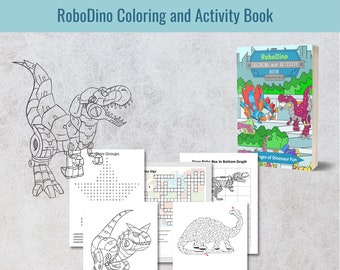 Dinosaur Robot Coloring Activity Book, Dinosaur Coloring Pages, Robot Coloring  Pages, Robot Activity Pages, Dinosaur Activity Pages