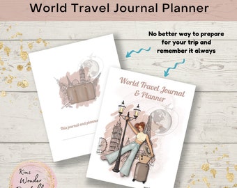 World Travel Journal Planner, Printable, Printable Travel Planner, World Trip Planner, Travel Journal, World Travel,Printable Trip Journal,