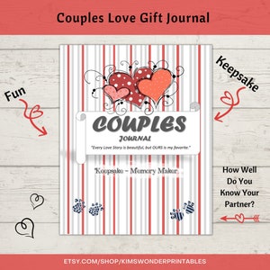 Couples Guided Journal, Valentine&#39;s Day Gift For Couples, Couples memory Book, Couples Journal, pdf, prinytable, Best Couple Journals