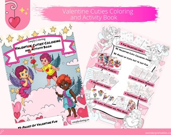 Valentine Cuties Coloring and Activity Book, Valentine activities For Kids, Kids Coloring Pages, Printable, Valentine's Day Coloring Cards