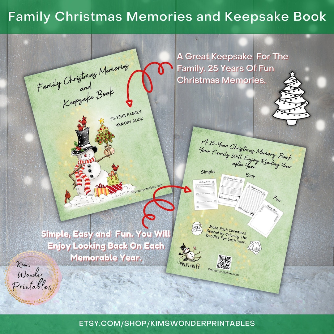 Family Christmas Memories Book, Keepsake Journal, Holiday Memory