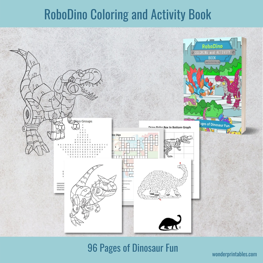 Dinosaur Robot Coloring Activity Book, Dinosaur Coloring Pages, Robot Coloring Pages, Robot ...