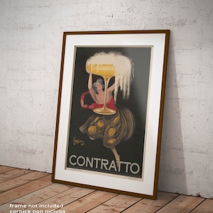 Poster Cappiello Contratto Riproduzione Manifesto Affiche Vintage, Giclee Stampa Fine Art Decorazione Casa Ristoranti Bar