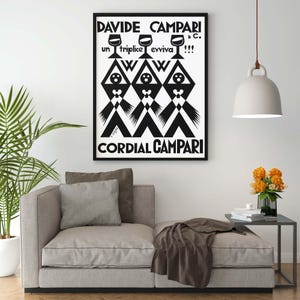 Poster Vintage De Pero Cordial Campari Un Triplice Evviva Riproduzione Giclee Stampa Artistica Fine Art su Carta Fotografica Satinata 240 gr