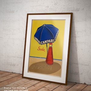Poster Campari Soda Disseta Riproduzione Vintage, Giclee Stampa Fine Art ideale per Decorazione Casa Ristoranti Bar