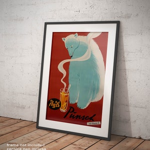 Poster Agis Punsch Vintage Reproduction, Giclee Fine Art Print Ideal for Home Decoration Restaurants Bars