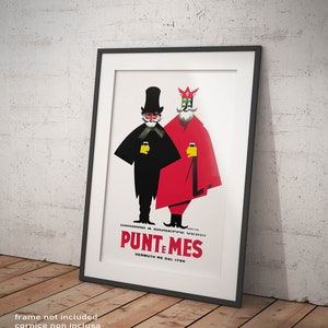 Poster Armando Testa Punt e Mes Carpano e Verdi Vintage Reproduction, Drinks and Wines Poster Affiche Giclee Fine Art Print Bar Restaurants