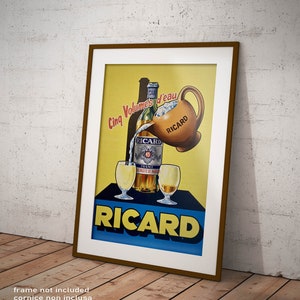 Poster Ricard Cinq Volumes d'Eau Riproduzione Vintage, Giclee Stampa Fine Art ideale per Decorazione Casa Ristoranti Bar