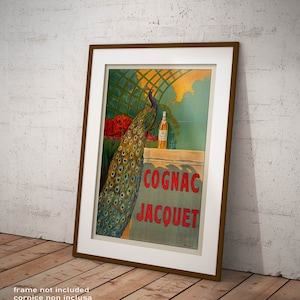 Poster Cognac Jacquet Riproduzione Manifesto Affiche Vintage, Giclee Stampa Fine Art Decorazione Ristoranti Bar