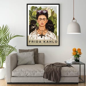 Poster Frida Kahlo Autoritratto con Collana di Spine Riproduzione Giclee Stampa Fine Art su Carta Fotografica Satinata Decorazione Casa