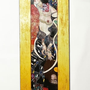 Quadro Gustav Klimt Judith Stampa Giclée su Pannello in Legno MDF Vernice Effetto Pennellate Pronto da Appendere