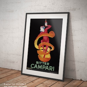 Poster Cappiello Bitter Campari Riproduzione Manifesto Affiche Vintage, Giclee Stampa Fine Art ideale per Decorazione Casa Ristoranti Bar