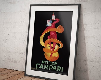Cappiello Amargo Campari Pôster Reprodução Pôster Vintage, Impressão Giclée Fine Art ideal para Decoração de Casa Restaurantes Bares