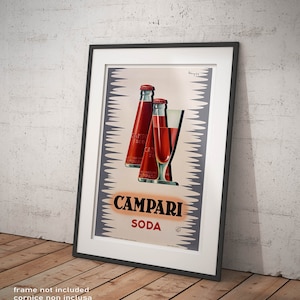 Poster Mignozzi Campari Soda Riproduzione Manifesto Affiche Vintage, Giclee Stampa Fine Art ideale per Decorazione Casa Ristoranti Bar