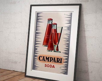 Reprodução de pôster vintage Mignozzi Campari Soda, impressão artística Giclée, ideal para decoração de casa, restaurantes e bares