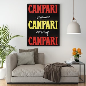 Poster Vintage Campari Aperitivo Riproduzione Giclee Stampa Artistica Fine Art su Carta Fotografica Satinata 240 gr per Decorazione Casa