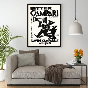 Poster Vintage De Pero Bitter Campari l'Aperitivo Riproduzione Giclee Stampa Artistica Fine Art su Carta Fotografica Satinata 240 gr