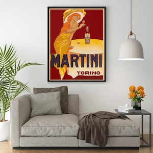 Poster Vintage Martini & Rossi Riproduzione Giclee Stampa Artistica Fine Art su Carta Fotografica Satinata 240 gr Decorazione Casa