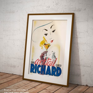 Poster Richard Vermout Cocktail Riproduzione Vintage, Giclee Stampa Fine Art ideale per Decorazione Casa Ristoranti Bar