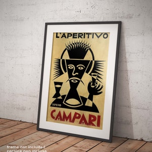 Poster Depero Campari l'Aperitivo Riproduzione Vintage Manifesto Bevande Vini Affiche Giclee Stampa Fine Art Ristoranti Bar