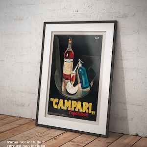 Poster Nizzoli Campari l'Aperitivo Reproduction Vintage Affiche Poster, Giclee Fine Art Print Home Decoration Restaurants Bars